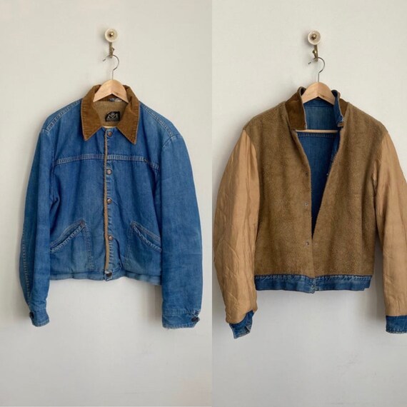 Vintage 70's Maverick Faux Fur Lined Faded Denim J