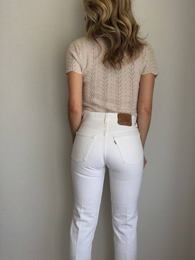 Vintage White Levi's 501 Jeans Women's 25 26 Waist Etsy
