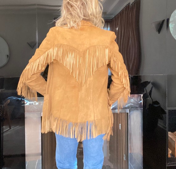 Vintage 50s Tan Leather Fringe Western Jacket Nubu