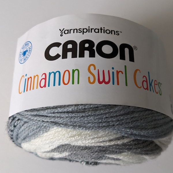 Caron Cinnamon Swirl Cakes- Cookie Cream Swirl -nbr 4 yarn- yarn for knitting-yarn for crochet-grays and white yarn-acrylic yarn