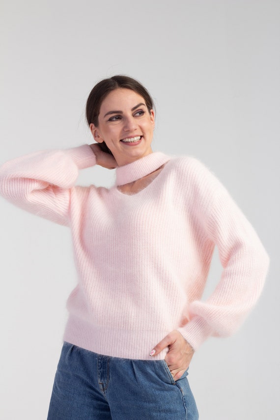 Pink Angora Sweater fluffy sweater Pullover angora Etsy