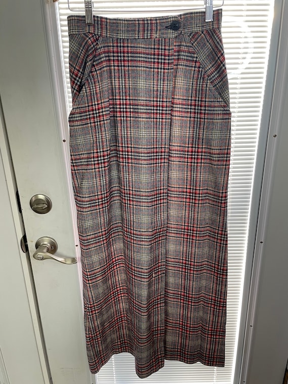 Vintage Pendleton Plaid Pencil Skirt 1970s Pocket… - image 1