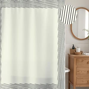 Minimalistischer Duschvorhang in Schwarz und Elfenbein - moderner Wohnakzent