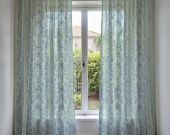 Elegant Botanical Bird Curtain Panel