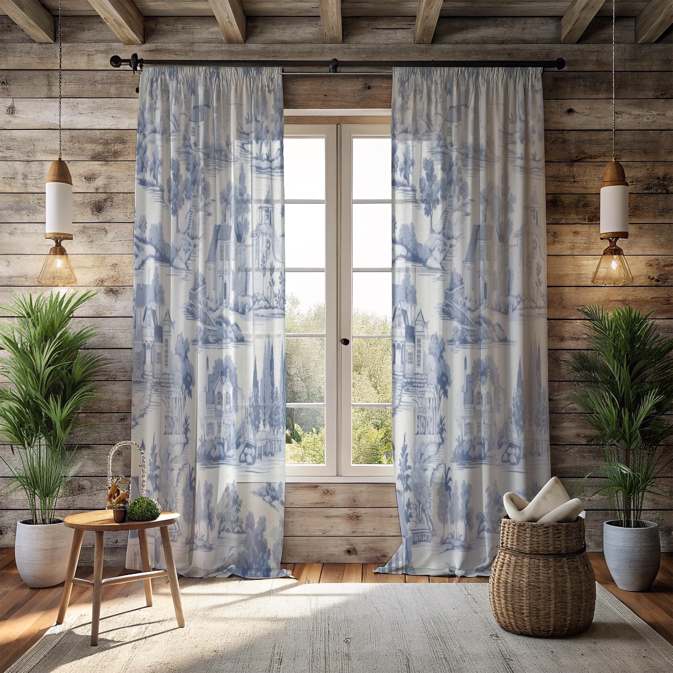 Country Curtains French Toile Blue & White Tier Valance – 24x57 Inches, Cotton