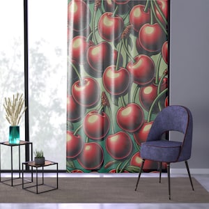 Red Cherry Print Vorhänge zum Aufhellen Ihrer Wohnkultur