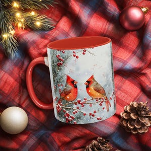 Festive Christmas Cardinal Bird Coffee Mug