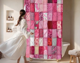 Vintage Shabby Chic Shower Curtain Pink Bathroom Decor