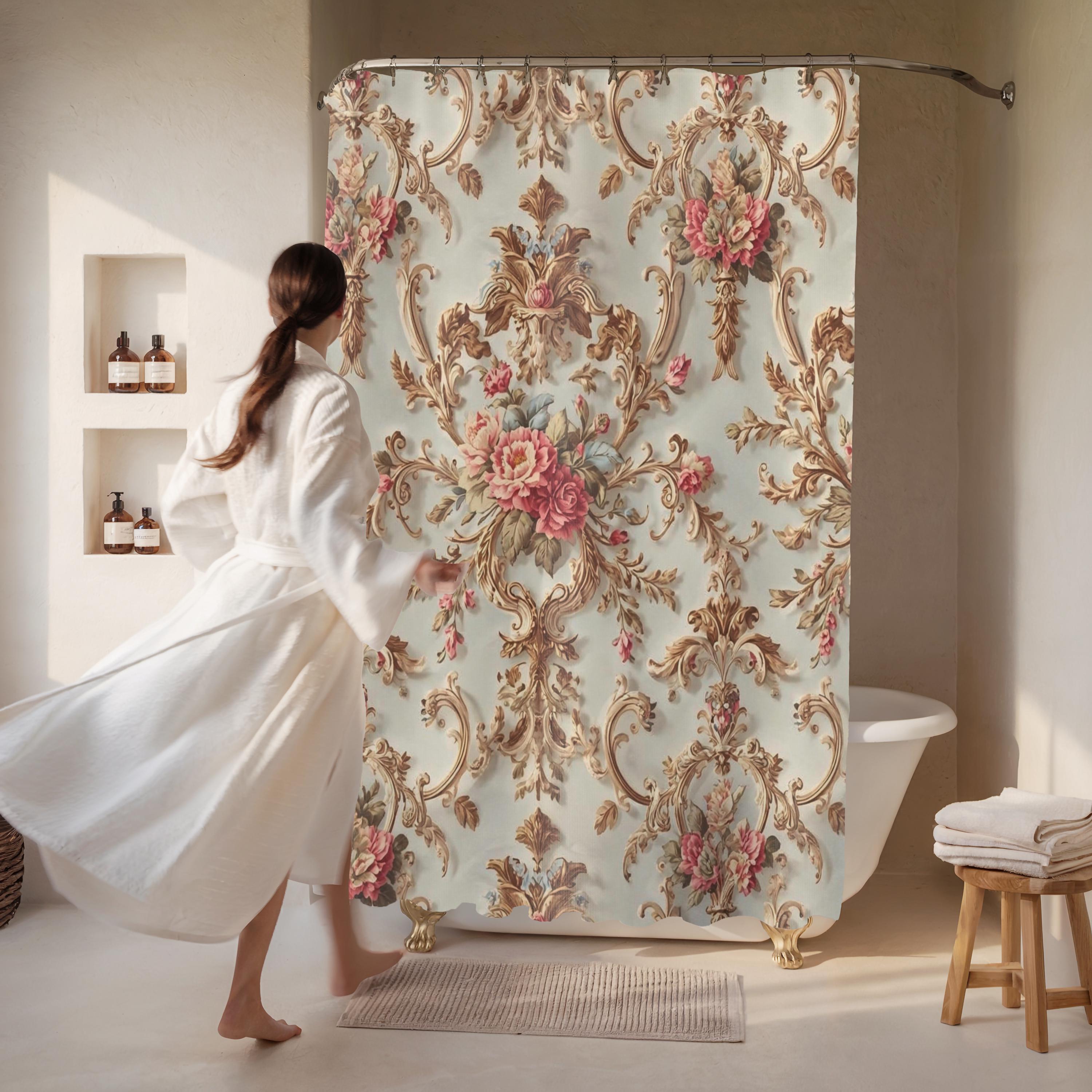 Rococo Shower Curtain Pink and Gold Bathroom Decor