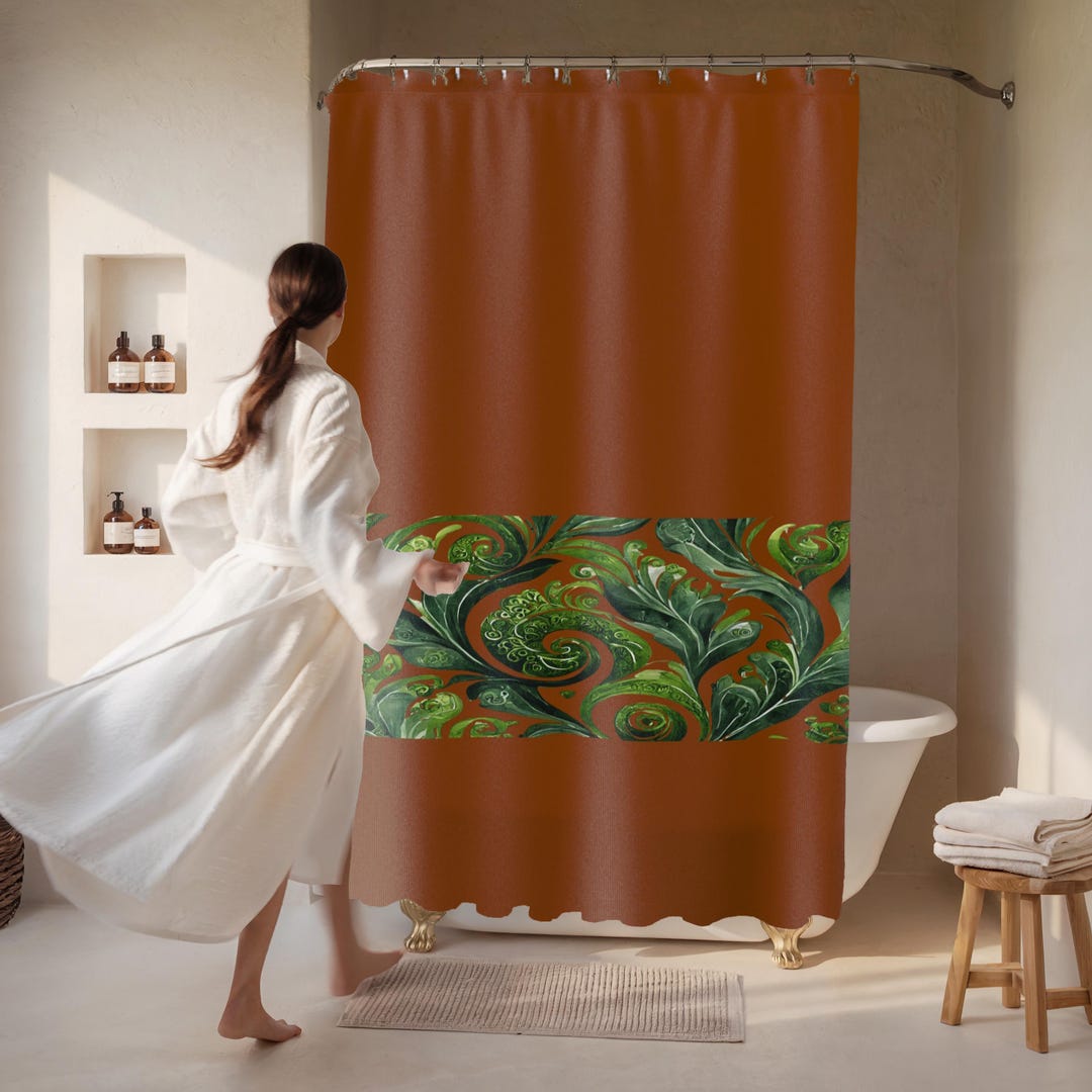 Teal And Brown Shower Curtain
