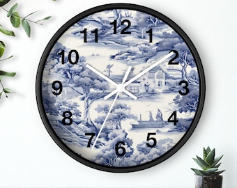 Toile Blue and White Wall Clock