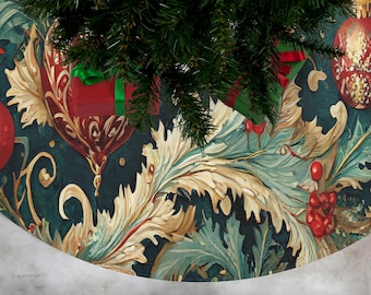 Victorian Ornament Scroll Christmas Tree Skirt