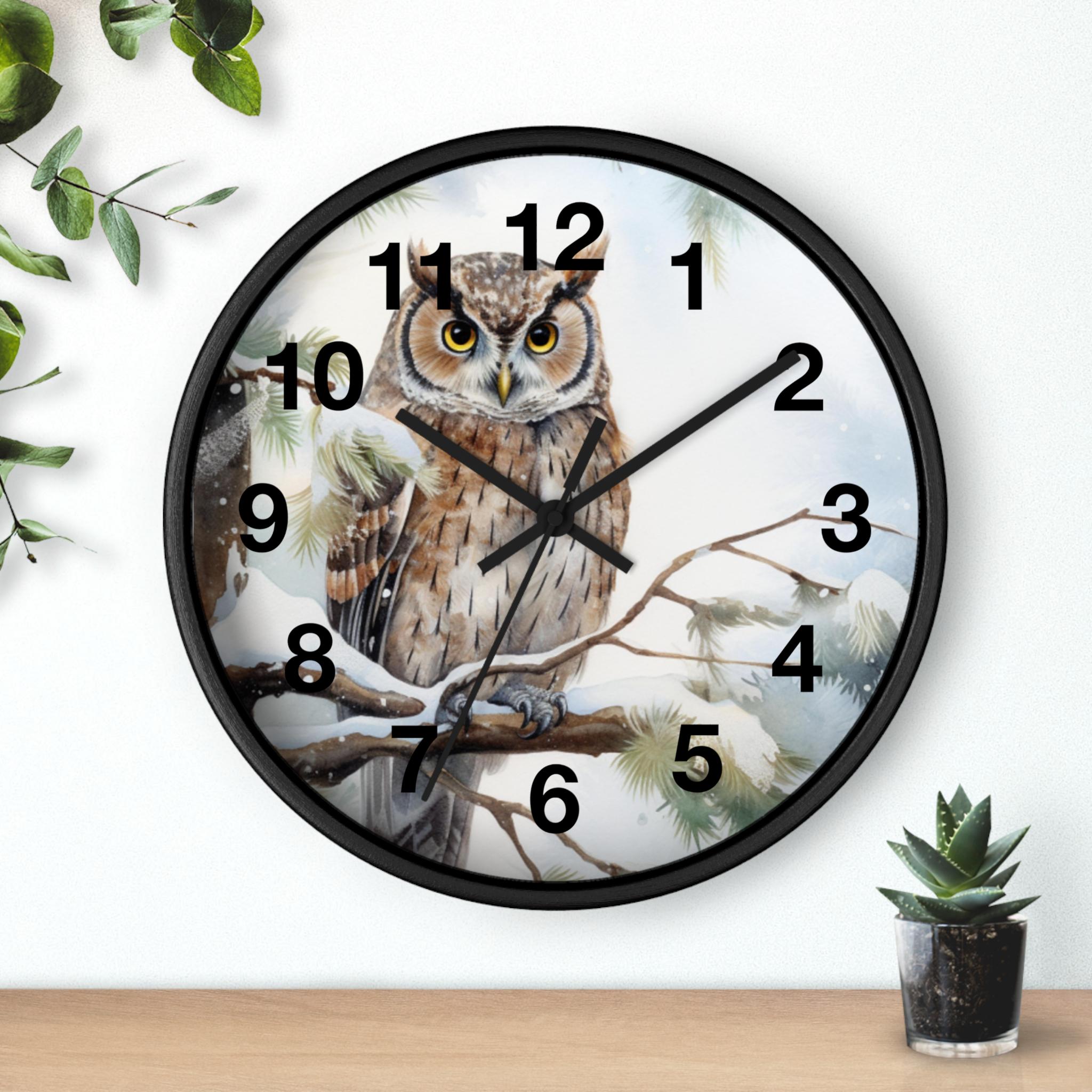 Winter Owl Wildlife Silent Wall Clock