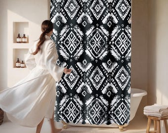 Black and White Shower Curtain Indian Bathroom Decor