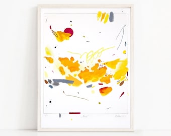 12"x16" Original Abstract Yellow Watercolor Painting, Original 12x16 Abstract Yellow Watercolor Art, Small Yellow Aquarelle Painting
