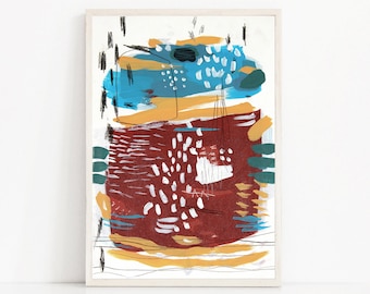 Original Brown Abstract Acrylic Painting: Modern Wall Art (13x9 inches)