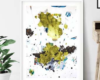 Original Green Watercolor Abstract Painting - Abstract Olive Green Wall Art Watercolor Painting - Modern Abstract Olive Green Watercolor Art