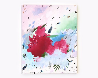 50x40cm Original Colorful Painting On Canvas Abstract, Modern Colorful Abstract Canvas Art, Small Abstract Colorful Wall Art Canvas