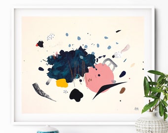 Original minimalistisches zeitgenössisches Kunstwerk auf Papier