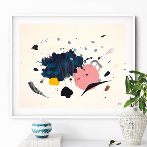 16"x20" Originale Dipinto Astratto Colorato Acquerello - Moderna Arte Astratta Colorata Astratta Per Soggiorno - Arte Media Mista Colorata