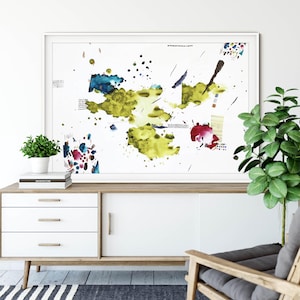 Pintura abstrata original em aquarela verde para parede de sala de estar moderna