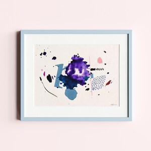 Original Abstract Purple Watercolor Painting, 12&quot;x16&quot; Original Modern Watercolour Aquarelle