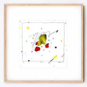 Original Small Green And Red Abstract Painting, Original Modern Painting Drawing for Living room