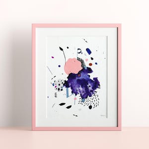 12&quot;x16&quot; Original Abstract Purple Painting, Purple Abstract Watercolor Art, Modern Purple Watercolor Painting, Purple Aquarelle Art