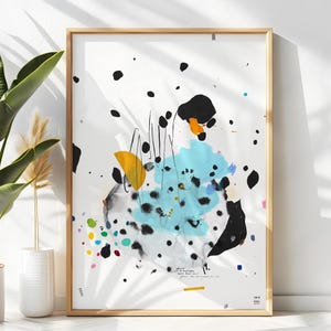 Dipinto ad acquerello astratto blu originale da 19,7" x 27,5" per l'arte moderna da parete