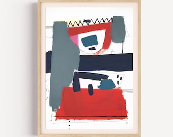 Pintura abstracta minimalista moderna original para decoración de pared de sala de estar moderna, arte abstracto para comedor, pintura abstracta roja