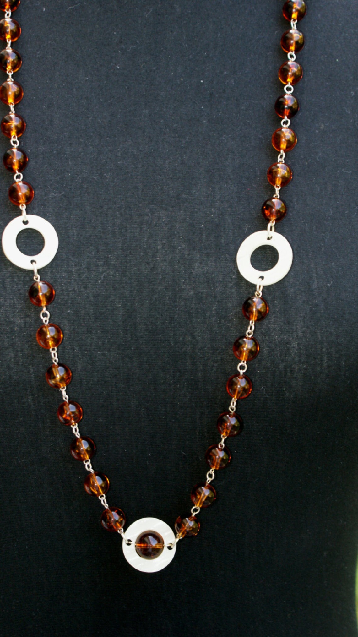 Necklace Long Glass Bead Necklace Faux Mother of Pearl Etsy UK