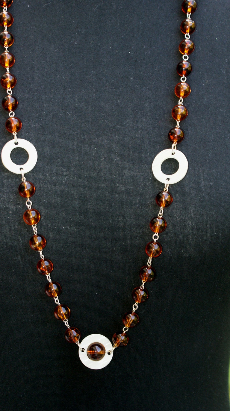 Necklace Long Glass Bead Necklace Faux Mother of Pearl Etsy UK