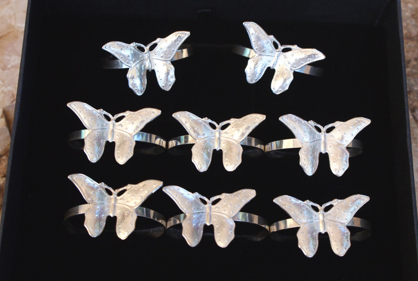 Napkin Rings Sterling Silver Butterfly Set of 4 Silver 925 Etsy UK