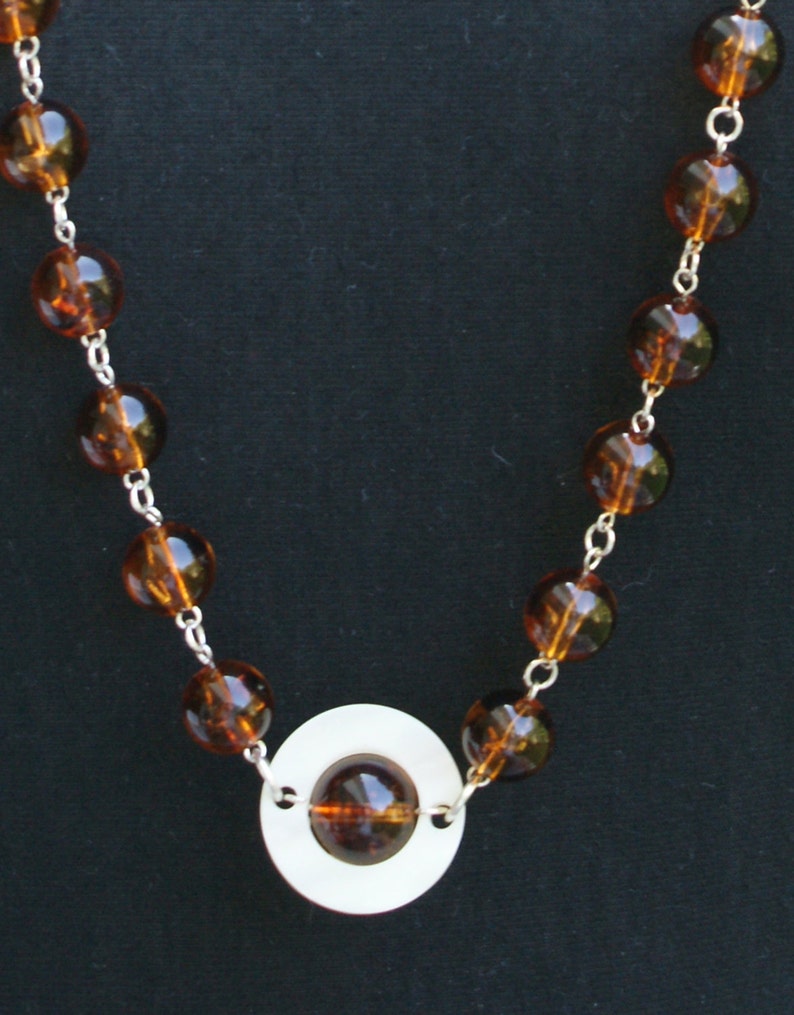 Necklace Long Glass Bead Necklace Faux Mother of Pearl Etsy UK