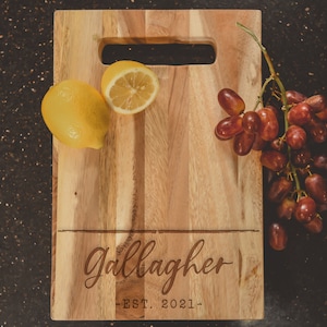 Custom Wood Cutting Board-Personalized Name-Realtors Gifts-Acacia Wood Cheese Board-Keepsakes-Wood Board-Personalized Name-Etched In Time