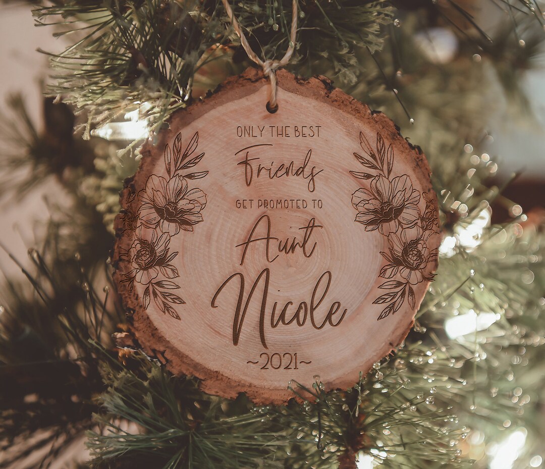 Personalized Rustic Wood Aunt Ornament – New Baby Gift - Etsy