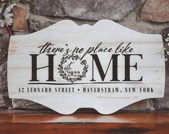 Custom Home Gift-There's No Place Like Home-Personalized with Address-Established 2022-Housewarming Gift-Realtor Gift-Etched In Time -