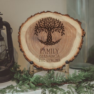 Celtic Tree of Life - Wood Log Laser Engraved Family Blessing-Personalized Family Name - Irish Christmas Gift- Custom Wedding-Etched In Time