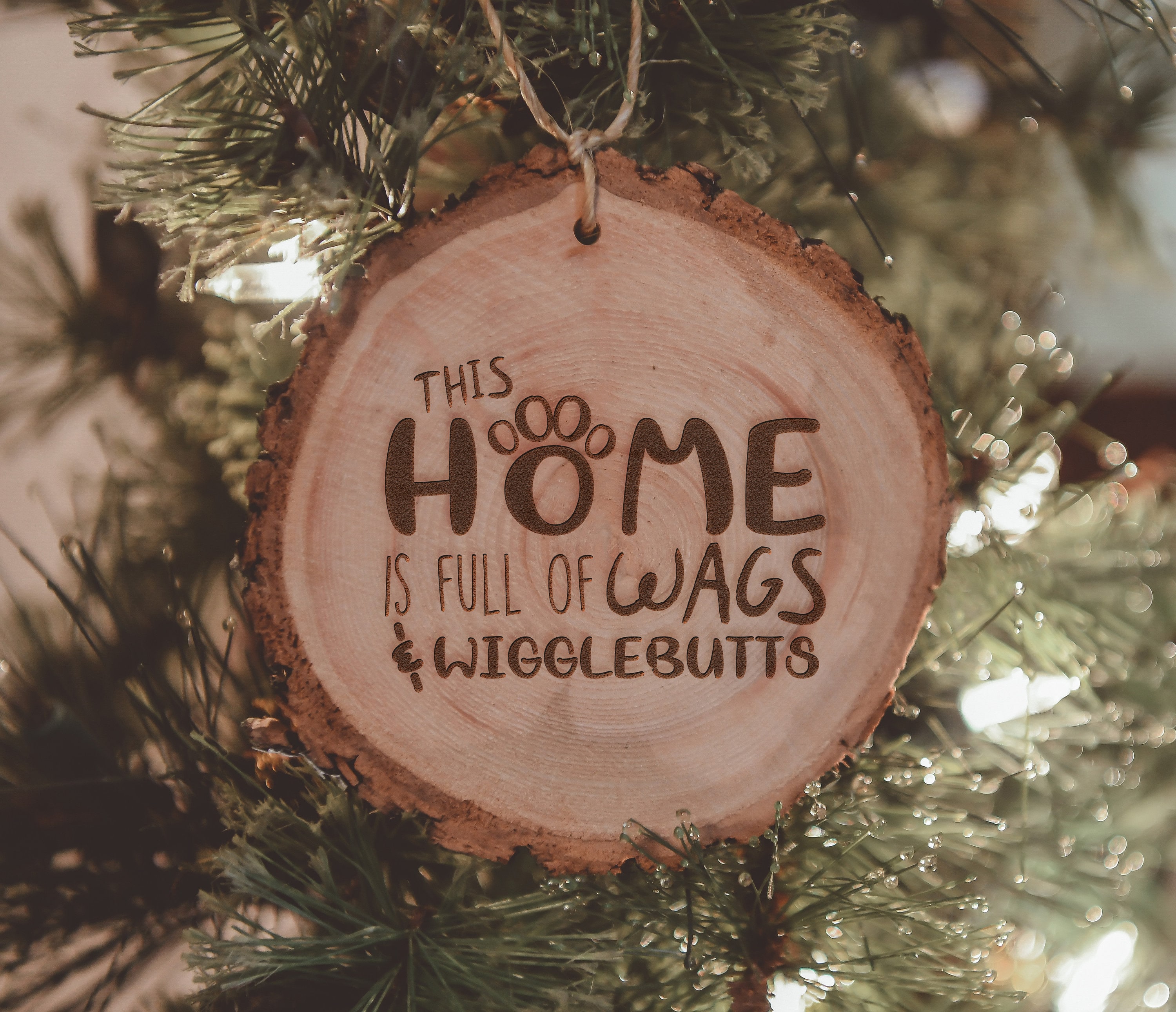Ornament - White - Beware of the Wigglebutts - Dog Ornament Ornament - White - Beware of the Wigglebutts - Dog Ornament