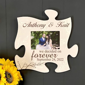 We Decided On Forever Puzzle Frame- Wedding Couple Engraved Frame  - Personalized  Engagement Gift -Laser Engraved - P Graham Dunn Puzzle