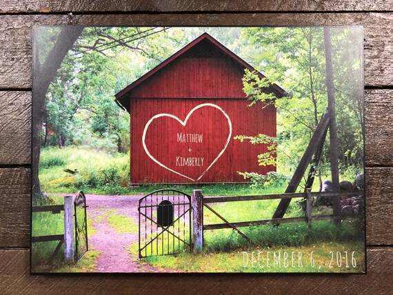 Laser Engraved Barn Scenery Plaque Personalized With Names And Etsy