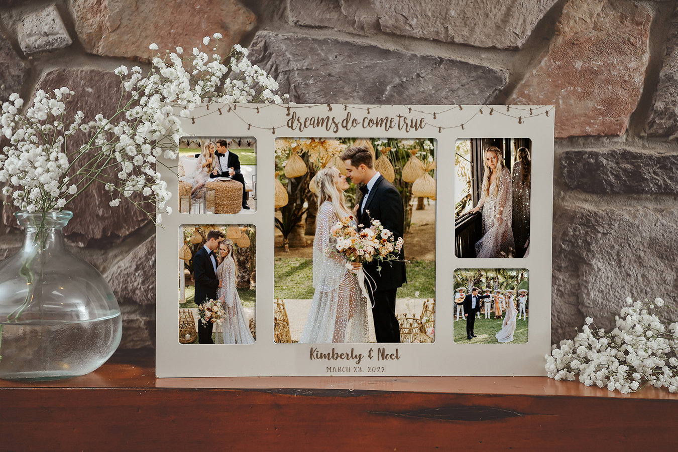 Dreams Do Come True-personalized Wedding Frame-custom Distressed