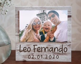 Personalized Keepsake Baby Frame-Name and Date of Birth-Photo Frame-New Parents Baby Gift-Baptism Personalized Gift-Baby Shower-Etched In