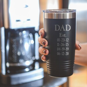 Dad Personalized Thermos-Christmas Gift 2022 for Dad-Birthdays Engraved on Tumbler-Grandpa Gift with Grandkids Birthday-Etched In Time