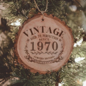 Birthday Ornament - Aged to Perfection - Limited Edition - Milestone Birthday- Personalized with Year Born-Wine Gift Tag-Etched In Time
