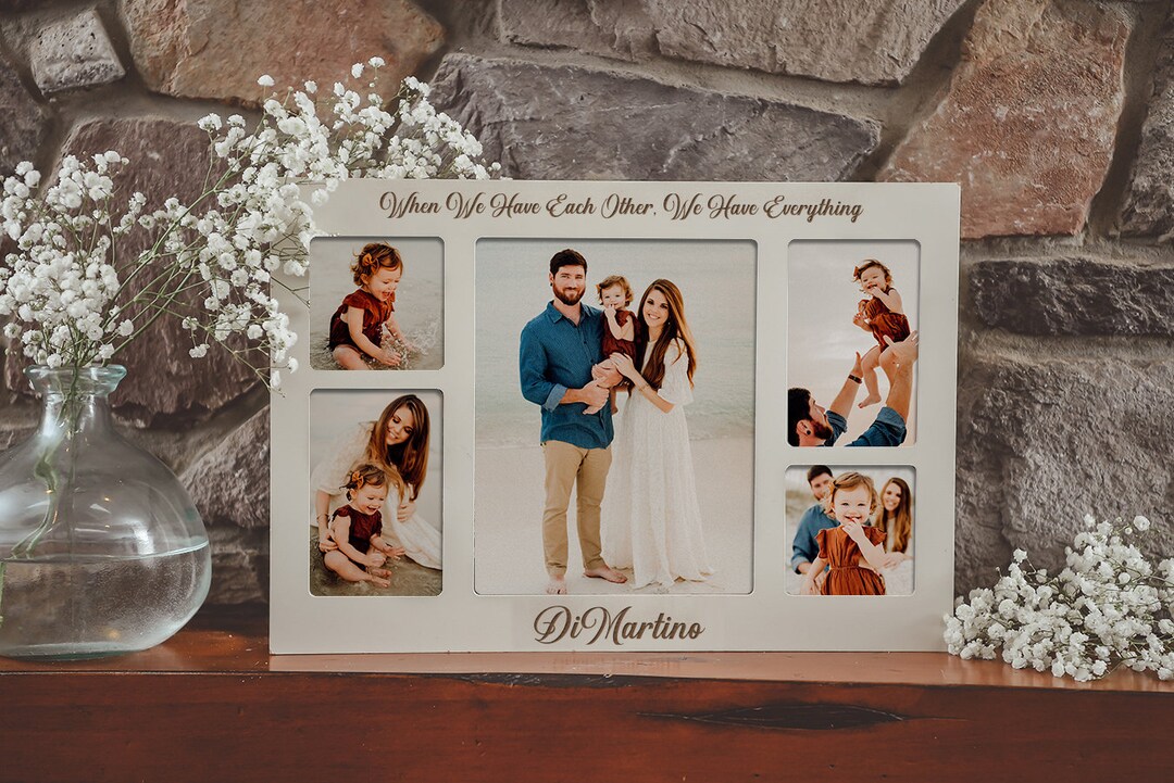 Personalized Distressed Family Photo Frame - Laser Engraved 5-picture ...