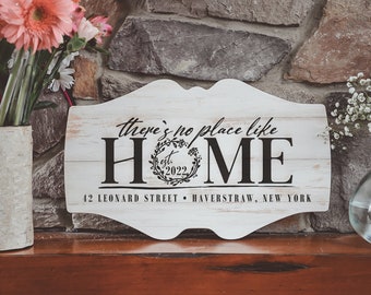 There's No Place Like Home Personalized Sign - Closing Home Sign - Etched In Time - Laser Engraved Address Sign - Established 2022