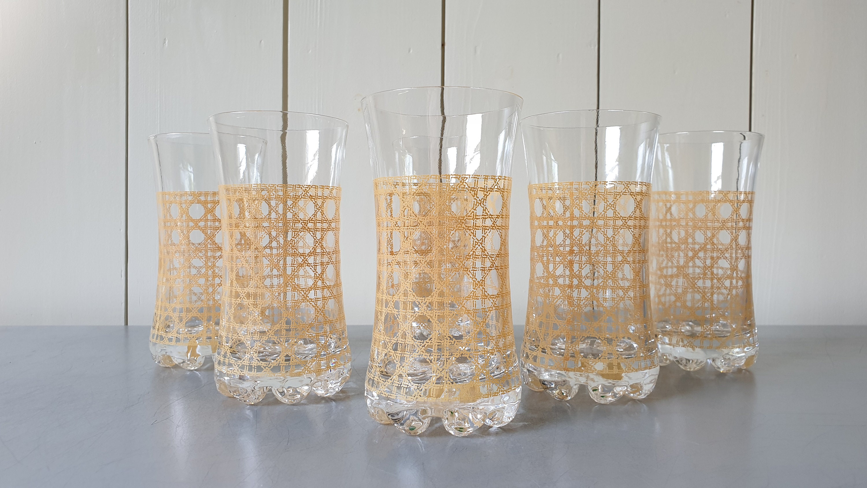 Set of Six Vintage Italian Drinking Glasses Rattan Wicker Etsy