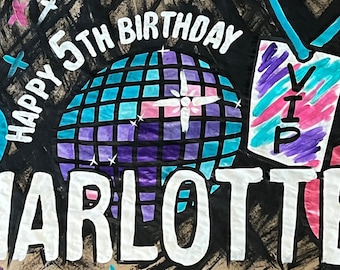 Custom Birthday Hand Painted Kraft Banner Made Just for Your Celebration