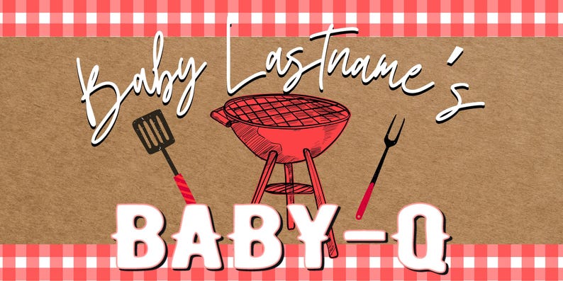 Custom Baby Shower Baby-q Painted Kraft Banner 3x6 Feet Made Just for ...